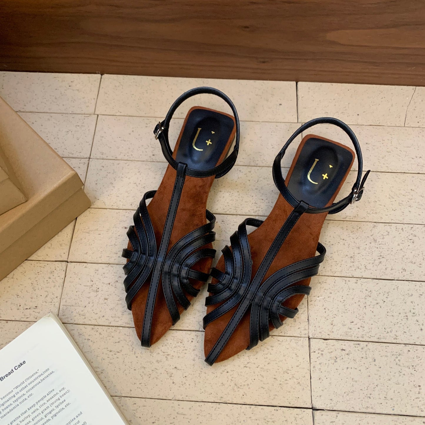 Art Deco Sling Flats Black