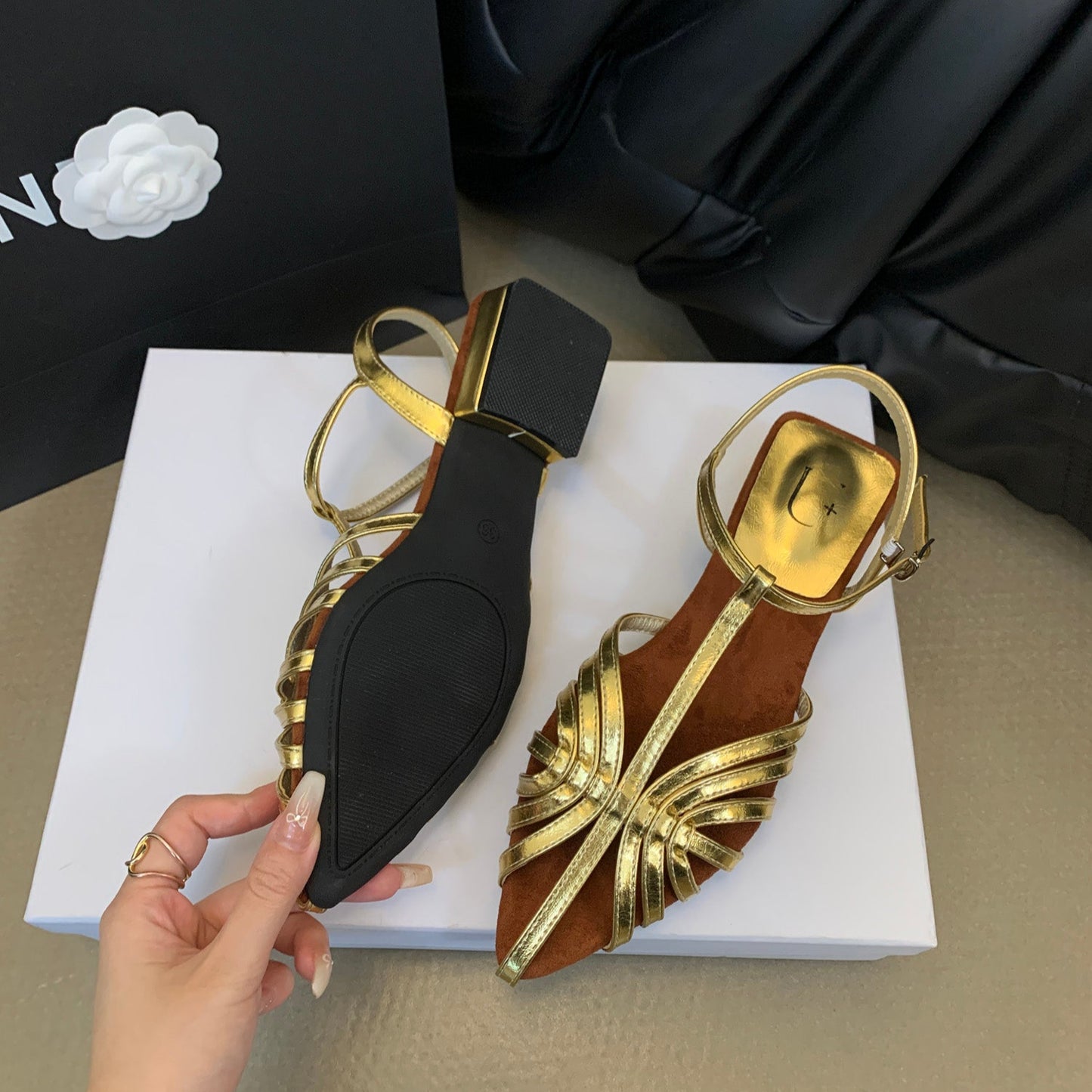 Art Deco Sling Flats Gold 2