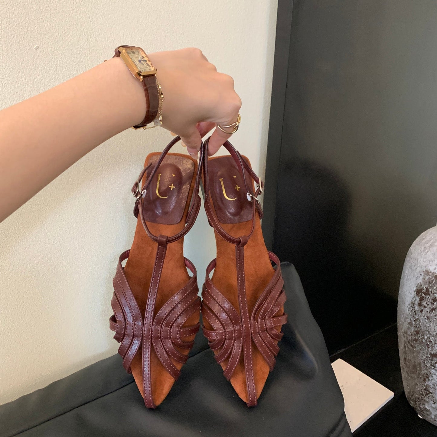 Art Deco Sling Flats Red