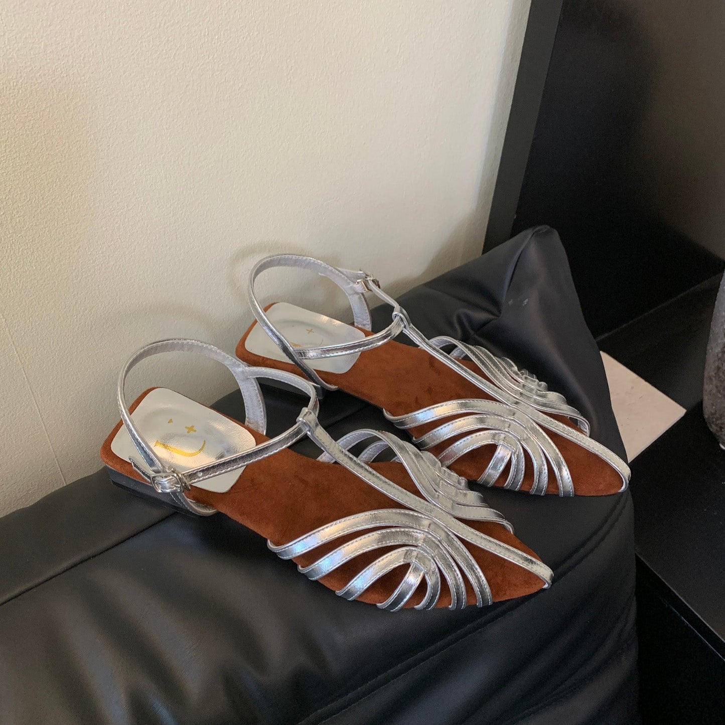 Art Deco Sling Flats Silver