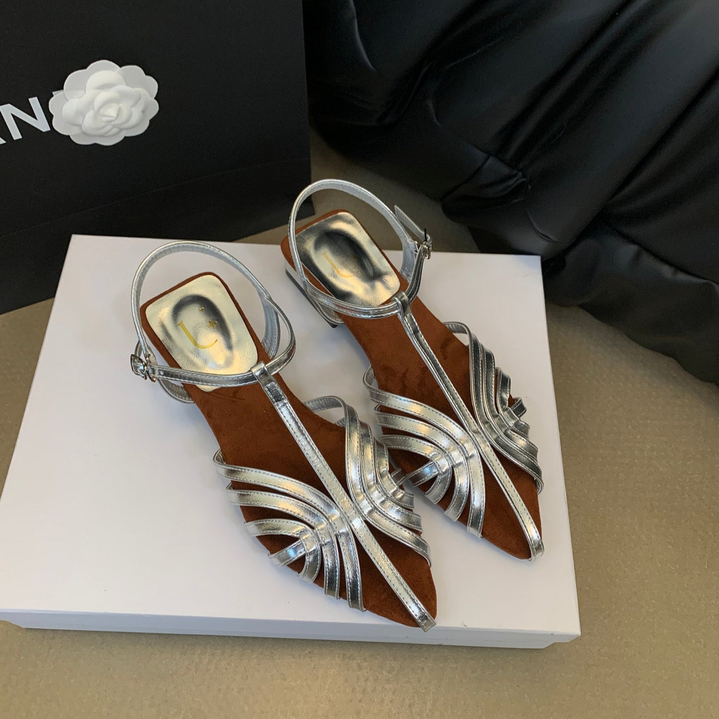 Art Deco Sling Flats Silver 2