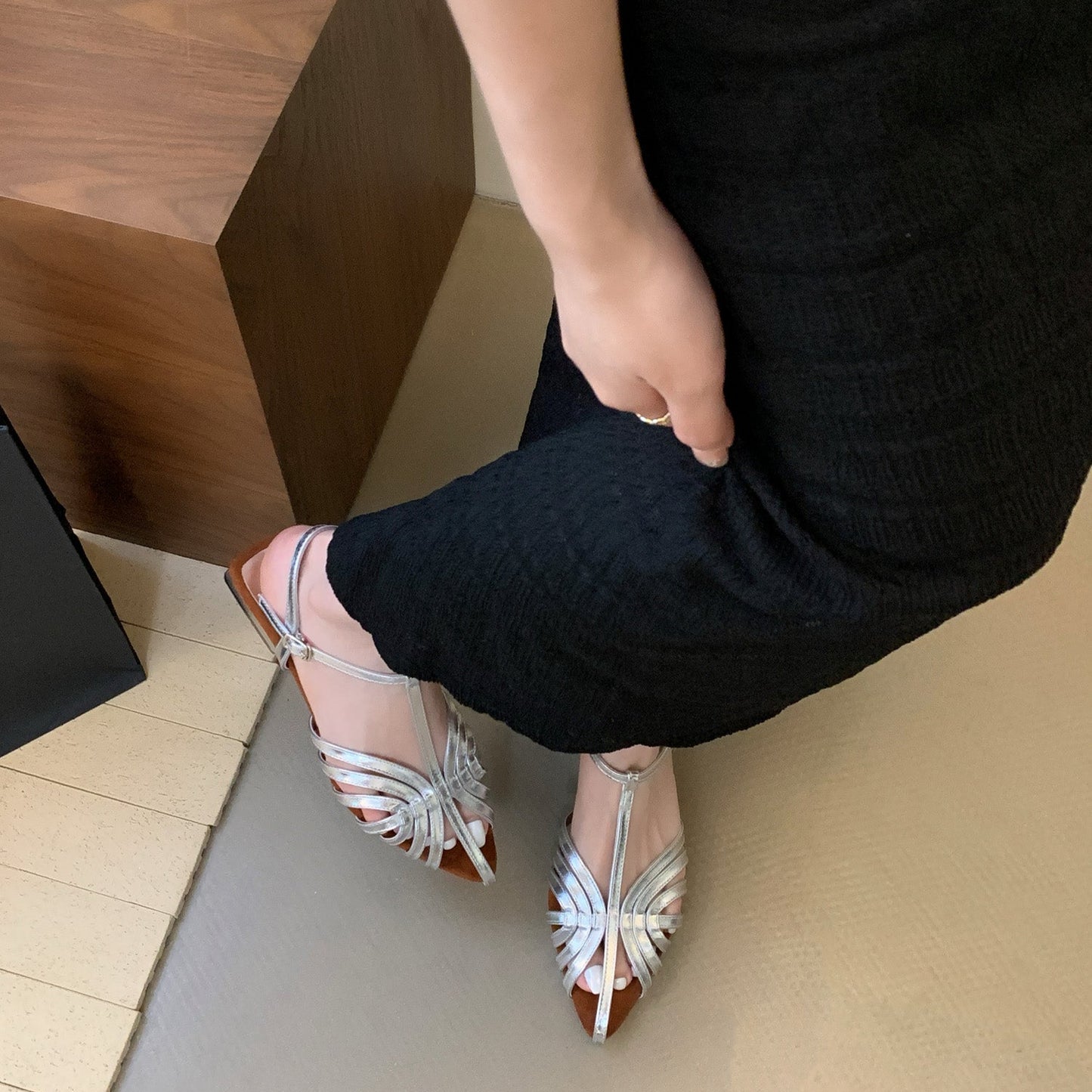Art Deco Sling Flats Silver Model
