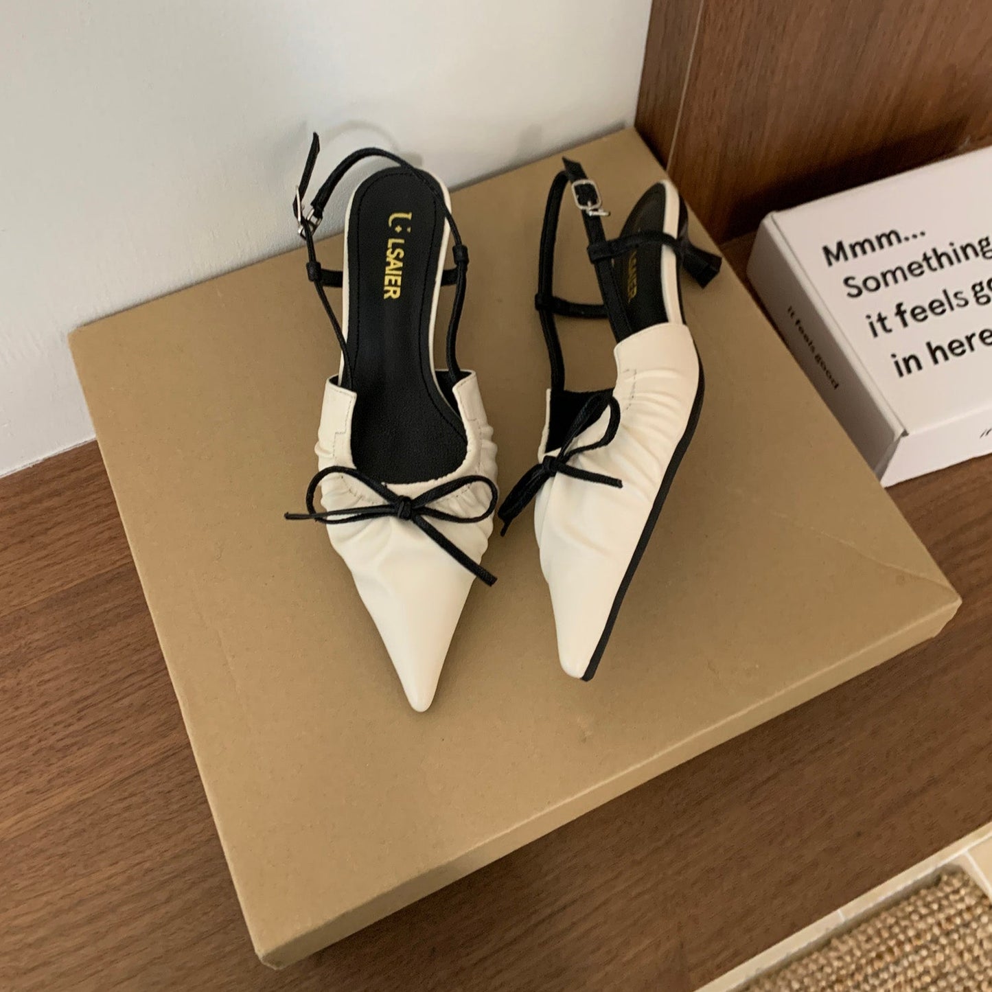 Bowtie Kitten Heel Slingbacks White