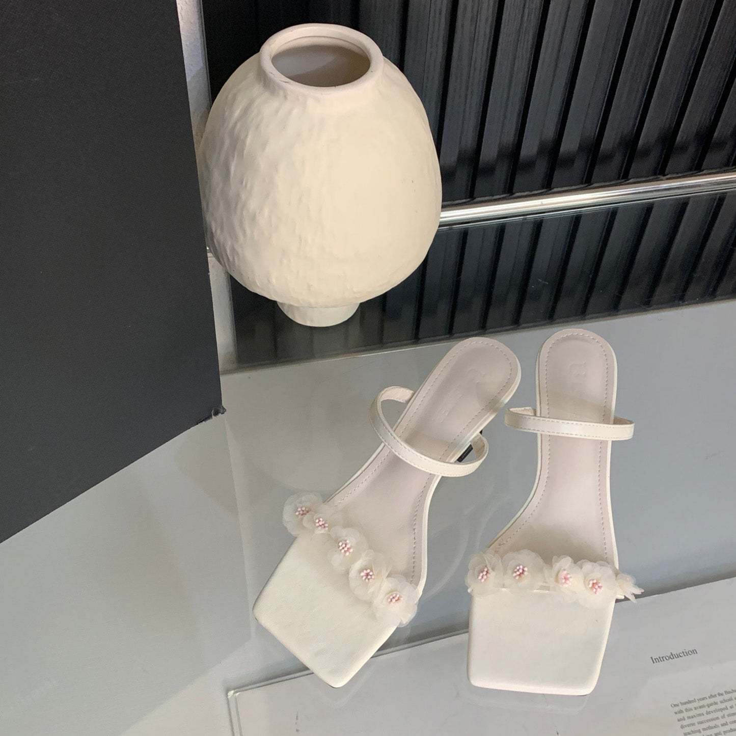 Sweet Floral Mules White 1