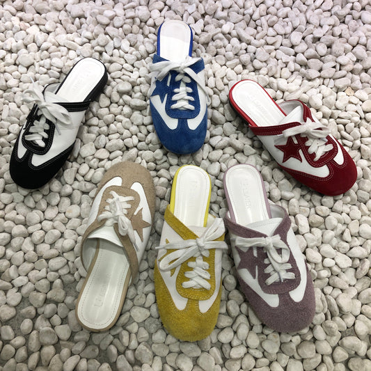 Authentic Suede Leather Swift Sneakers Mule