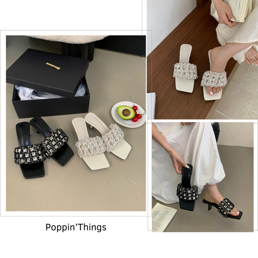 Tweed Gem Heels All